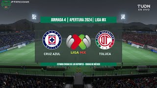 Cruz Azul vs Toluca  Jornada 4 LIGA BBVA MX  Apertura 2024 FIFA22 [upl. by Sussi]