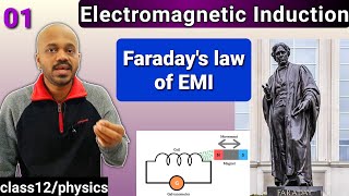 EMI 01 Faradays laws of electromagnetic induction Lenzs law magnetic flux Class 12 [upl. by Honora]