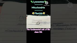 The fundamental unit of life🪻 LYSOSOMES 🦠MITOCHONDRIA 🦠 PLASTIDS 🦠 class 9th [upl. by Aitnis124]