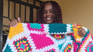 Crotchet Granny Square Blanket 🧶🧶 [upl. by Lunsford]