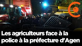 REPLAY  Les agriculteurs face aux forces de lordre devant la préfecture dAgen 47 [upl. by Niggem]