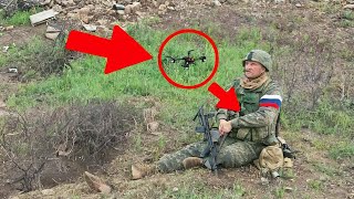 Ukrainian FPV Drone Hit Two Russian intelligence officers in the destroyed village near Vovchansk [upl. by Gerge]