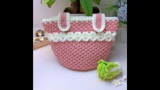 How to crochet a blossom pattern crochet bag Last video is same pattern hat tutorial [upl. by Sirraj600]