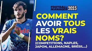 Football Manager 2023  Comment installer tous les vrais noms dans FM 23 Compétitions Clubs [upl. by Gladine284]