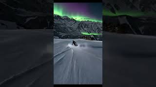 Mesmerizing Ski Slalom Under the Northern Lights 🌌⛷️ [upl. by Ijnek358]