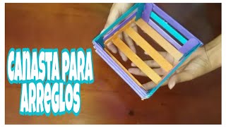 ¿Como hacer una canasta o cajita con palitos de madera Soy Rosa Manualidades❤🌺 [upl. by Ki19]