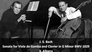 J S Bach  Sonata for Viola da Gamba and Clavier in G Minor BWV 1029  3 Allegro 33 [upl. by Elfont]