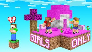 We FOUND A GIRLS ONLY SKYBLOCK Minecraft [upl. by Aisorbma]