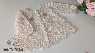 Chambrita para bebé Tejida a Crochet MUY FÁCIL 03 meses paso a paso Rápido de hacer tejido easy [upl. by Gwenn]