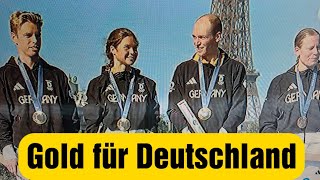 Deutsche TriathlonMixed Staffel holt gold in Paris olympische sommerspiele 2024 [upl. by Ahsiruam661]