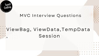 ViewBag ViewData TempData Session in MVC  Aspnet MVC  Tamil [upl. by Naanac]