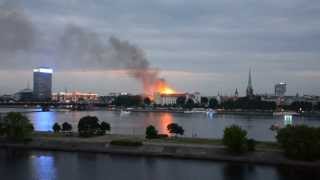 Riga Castle on Fire  Deg Prezidenta pils 2013 [upl. by Teeniv]