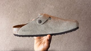 Birkenstock Boston Suede Leather Taupe Unboxing and Try On [upl. by Debor766]