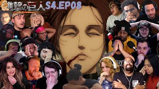 SASHAS DEATH amp EREN REACTION  ATTACK ON TITAN SEASON 4 EPISODE 08 ULTIMATE REACTION COMPILATION [upl. by Nosaes]