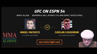 Caolan Loughran vs Angel Pacheco Prediction and Bet UFC on ESPN 54 Blanchfield vs Fiorot [upl. by Darraj3]