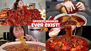 MUKBANGERS EATING TOO MUCH EXTREMELY SPICY NOODLES 🌶️🔥🥵🥵🥵 [upl. by Eedolem]