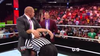 WWE RAW Triple HHH pedigree to Brad Maddox [upl. by Siward]