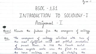 BSOC 131 solved handwritten assignment 20232024  BSOC 131 Solved assignment In english 20232024 [upl. by Dede]