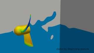 Surface Piercing Propeller CFD Simulation with OpenFOAM [upl. by Canute777]