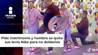 Pide matrimonio y hombre se quita sus tenis Nike para no doblarlos [upl. by Stefa]