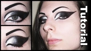 Dramatic Gothic White to Black Extended Winged Cat Eye Makeup Tutorial [upl. by Asiat]