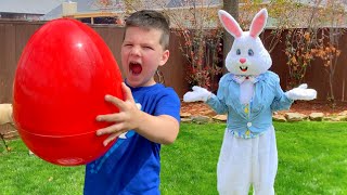 EASTER BUNNY VISITS CALEB Surprise EGGS SCAVENGER HUNT BACKYARD ADVENTURE For KIDS [upl. by Nhoj]