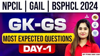 NPCIL GAIL BSPHCL 2024  GK GS Most Expected Question Day 1  By Pinki Mam [upl. by Neeruam]