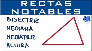 Rectas notables de un triángulo  Bisectriz mediana mediatriz y altura [upl. by Zielsdorf417]