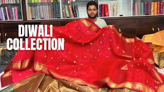 Chanderi silk saree  pure silk silk  Diwali collection Chanderisareescollectoin code 0017 [upl. by Conlee]