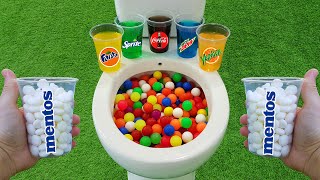 Mini Plastic Balls VS Popular Sodas  Coca Cola Sprite Fanta Yedigün and Mentos in the toilet [upl. by Burdett313]