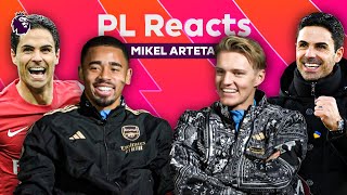 Arsenal players react to Arteta as a player amp manager ft Odegaard amp Jesus  PL Reacts [upl. by Llekram]