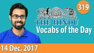 ✅ Daily The Hindu Vocabulary 14th Dec 2017  Learn 10 New Words with Tricks  Day319 [upl. by Eidnac]