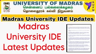 Madras University IDE Latest Updates For All Batches 👍 [upl. by Couq659]