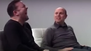 Karl Pilkington makes Ricky Gervais laugh hysterically [upl. by Relly672]