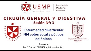 Cirugía GeneralSesión 3Miriam Falcón 2024 I Enfermedad diverticularCáncer colorrectal [upl. by Ytirehc]