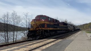 Railfanning at Amsterdam NY 42724 Ft Foreign Power Meets Heritage Units and more [upl. by Bohrer]