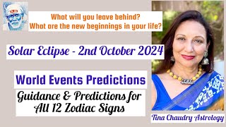 Solar Eclipse October 2 2024 World Predictions and predictions for all 12 Ascendants [upl. by Tema]