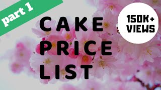 cake price list for home bakers  cup cake rate  pastry rate [upl. by Linoel]