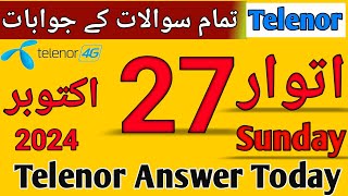 Telenor Answer Today 27 October 2024  My Telenor Today Questions Answer  Telenor Questions Today [upl. by Auqemahs]