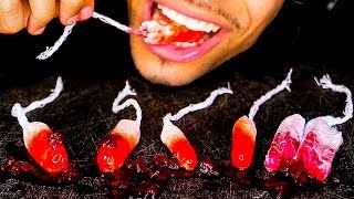 ASMR EDIBLE BLOODY TAMPONS 식용탐폰 EATING FAKE MUKBANG 먹방 PRANK JERRY MOUTH SOUNDS NO TALKING [upl. by Orgell]