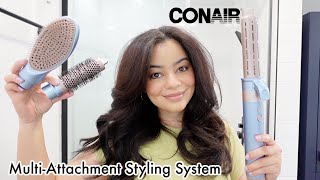 TESTING NEW CONAIR MULTATTACHMENT STYLING SYSTEM ON CURLY HAIR  WORTH 100 🤔 [upl. by Courcy]