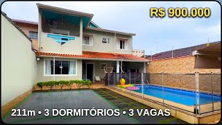 209 CASA 3 DORMITÓRIOS PISCINA E CHURRASQUEIRA EM PRAIA GRANDE  IMPERADOR [upl. by Nibor575]