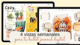 4 VISTAS SEMANALES PARA TU BULLET JOURNAL DIGITAL  EN GOODNOTES 6 Y PROCREATE [upl. by Shell131]