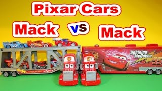 Disney Pixar Cars with Mack Transporter and Mack from Car 1 with Lightning McQueen and Mater [upl. by Cornelius]