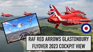 RAF Red Arrows Glastonbury festival flyover 2023 Cockpit view [upl. by Ilarin562]