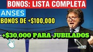 💵LISTA COMPLETA DE BONOS y 💲30000 EXTRAS❗ para Jubilados y Pensionados PNC de ANSES y PAMI😮 [upl. by Susanetta]