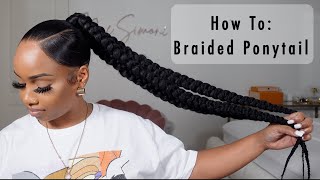 How To Sleek Ponytail With 3 Braids  Beginner Friendly [upl. by Ennahteb659]