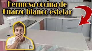 Proceso e instalación de una cocina en cuarzo blanco estelar [upl. by Soalokin]