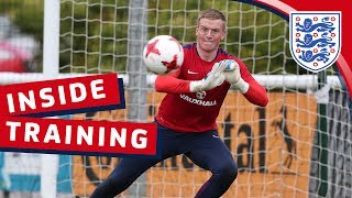 Euro U21 training session with Englands Goalkeepers  Inside Training [upl. by Etteinotna]