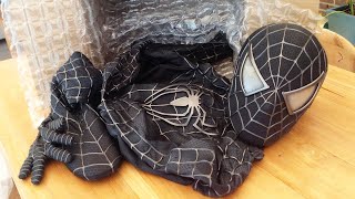 SpiderMan UNBOXING Black Costume  Symbiote Movie Suit [upl. by Ahsihat]